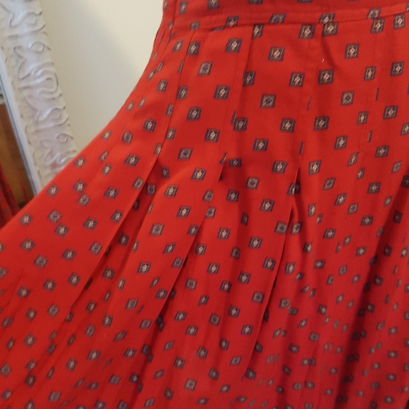 Red Pleated Skirt - Picture 2 of 4